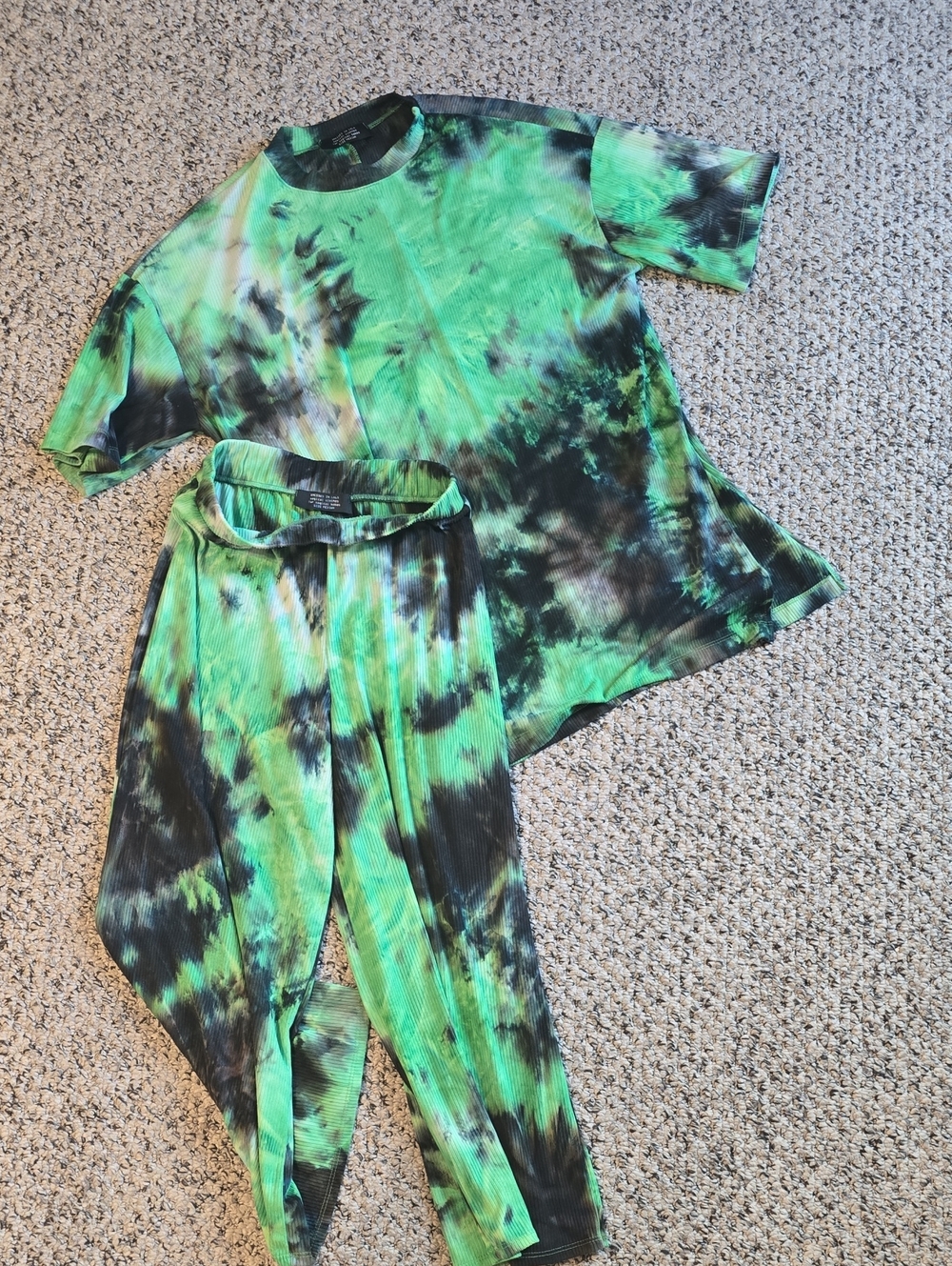 Dressed In LALA Tie-Dye Green and Black Set